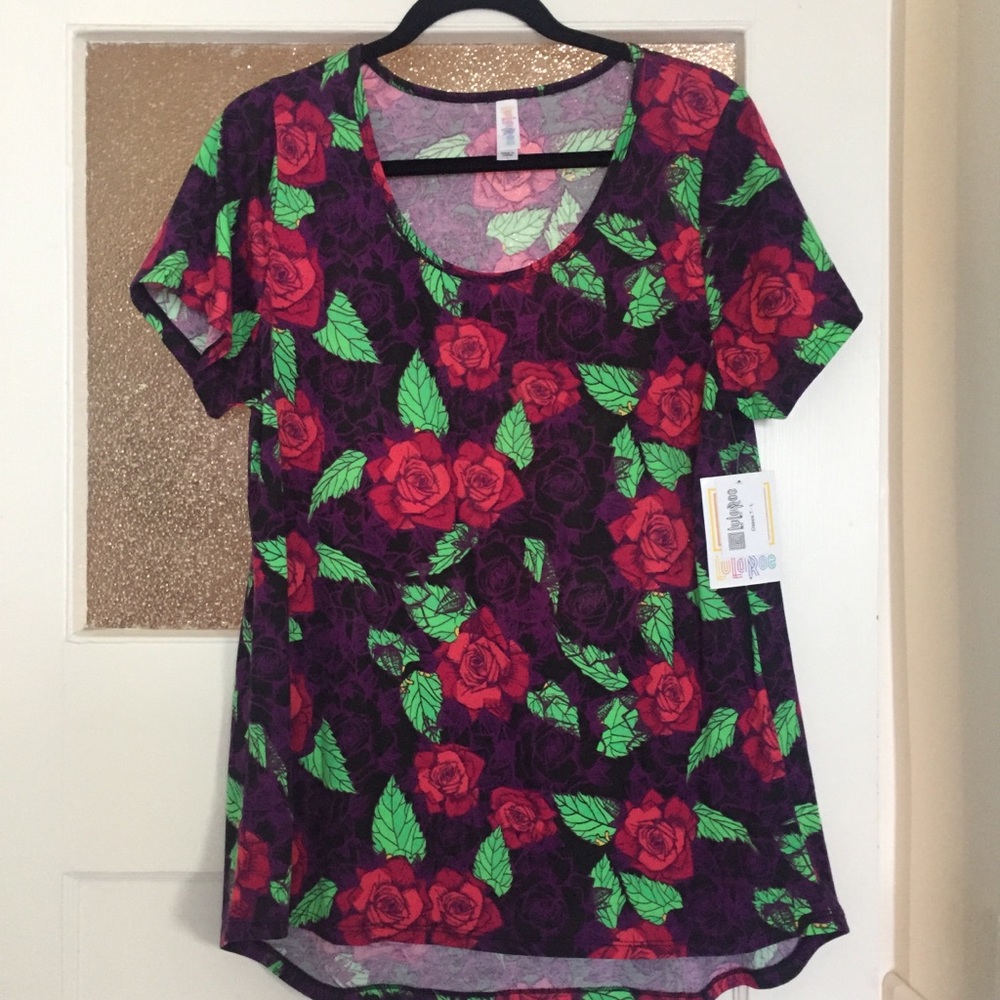 LuLaRoe Large Classic T Roses BNWT